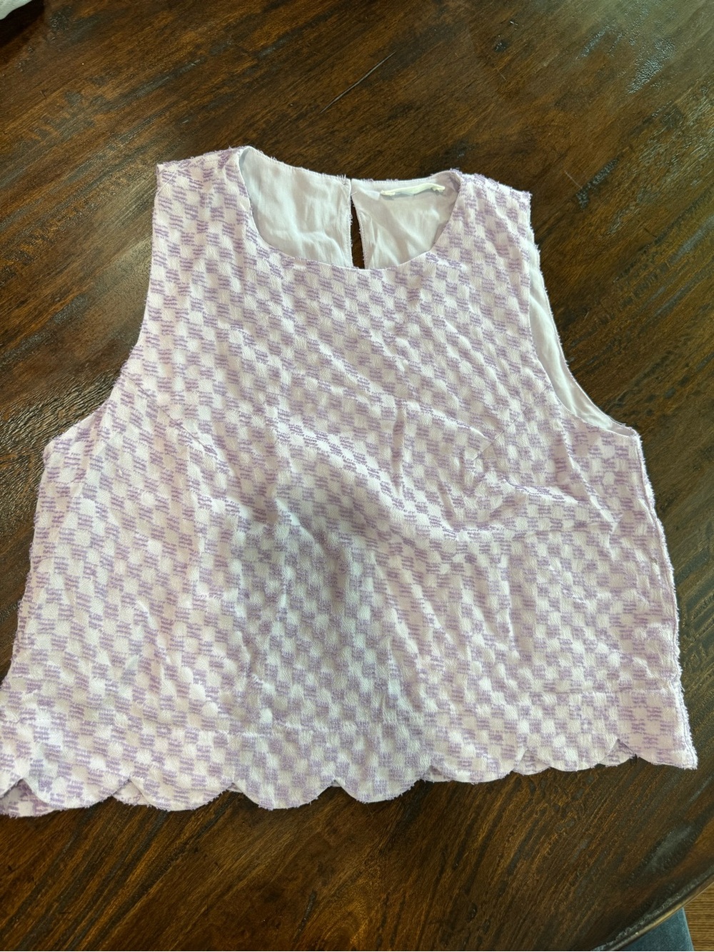 Storia Lilac Checkered Textured Tank